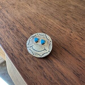 Rare Silver and Turquoise Smiley Face Pin